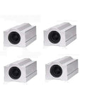 4 Pcs Linear Bearing Sliders SCS8UU With LM8UU Bushings For CNC Parts And 3D Printer Builds Industrial Grade High Precision Linear Guides Smooth Low Friction Travel For Precision Machine Tools, four silver aluminum blocks