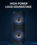 Front view of Two In One Portable Splittable Bluetooth Speaker Waterproof Bluetooth 5.3, displaying dual speakers for stereo sound.