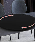 Sturdy Black Bamboo Lazy Susan Turntable With Effortless Spin charcuterie and cheese serving tray on dining table.