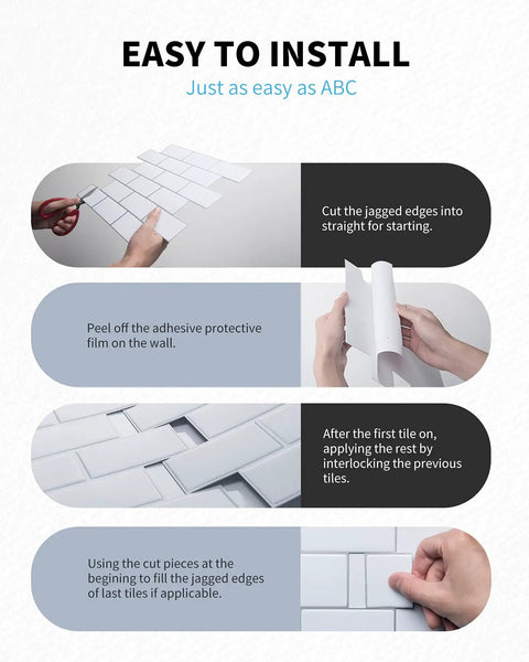 Steps to install Thicker Version Peel And Stick Subway Tile Backsplash No Brainer DIY 12x12 Inch For Kitchen Easy 10 Tiles with adhesive
