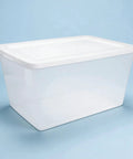 Kick Closet Clutter To The Curb With This Dang Sturdy 58 Quart Medium Clear Plastic Storage Bin featuring a secure lid.
