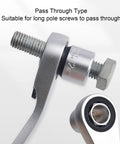 Close-up of pass through type socket from Knockout 46 Piece Pass Through Socket Set With Slim Offset Handle And Insert Style Heavy Duty Ratchet Wrench Real Deal For Cramped Engines And Tight Automotive Jobs In 1 4 Inch Drive.