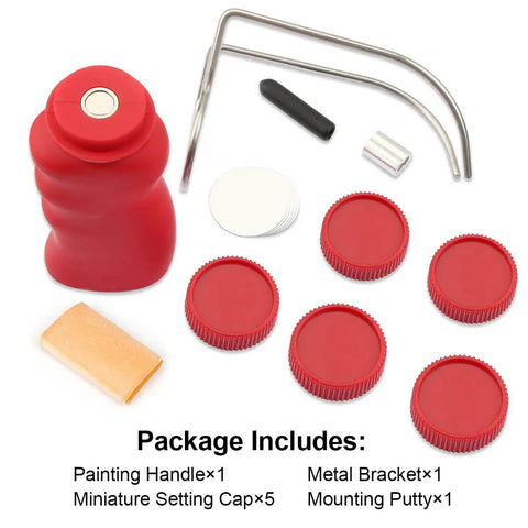 Pro Grade Red Painting Handle Built Tough With A Soft Matte Grip And Rock Solid Anti Shake Bracket For Zero Fuss Installation And Daily Grind Durability, with bracket and red caps.