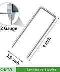 50 Pack 4 Inch Landscape Staples 12 Gauge Galvanized Heavy Duty Ground Stakes Anti Rust Beveled Garden Pins image showing size