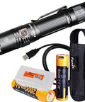 PD35 V3.0 1700 Lumen Tactical Flashlight Bundle with USB cable, two ARB-L18-2600 batteries, and LumenTac organizer, for EDC