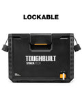 StackTech XL Tool Box Organizer With Locking System And Removable Tray Heavy Duty Tool Storage With Black Finish Front View