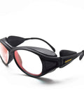 Top Shelf Two Pack Laser Safety Goggles Offering Tight OD5 Plus Blockage For 808 830 850 Nm Infrared Light in black with red lenses.
