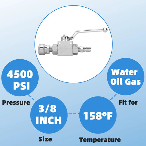 2-pack stainless steel pressure washer ball valve kit with 3/8 in quick disconnect for 4500 PSI