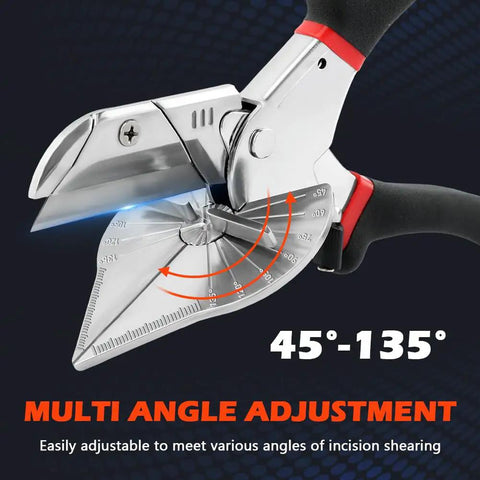Kickass Heavy Duty Miter Shears Multi Angle Cutter with adjustable angles from 45 to 135 degrees for easy cutting.