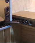 Tough As Nails Heavy Duty Invisible Aluminum Cabinet Door Hinges featuring hydraulic cushion mounted in wooden cabinet.