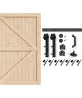 Solid Spruce Wood Sliding Barn Door 54X84, hardware kit and handle for easy DIY installation, smooth gliding tracks.