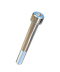 Top Shelf Two Pack Grade Five Titanium Socket Head Cap Screws One Half Twenty By Four Inch UNF Fasteners with a shiny finish and threaded shaft.