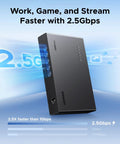 Five Port 2.5Gb Ethernet Switch With Five 2.5Gb Ports, Plug And Play Unmanaged Network Hub, front view with LED indicators and ports