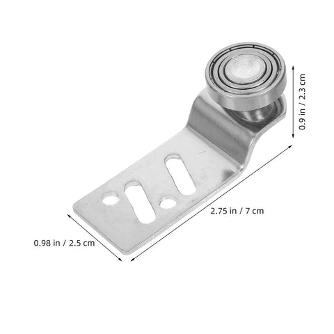 Four Piece Stainless Steel Sliding Door Pulleys With 23mm Axle Heavy Duty Bearing Wheels Tough As Nails For Guide Rail Hardware Smooth Sailing Glide Daily, showing a metal pulley wheel and bracket.