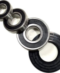 Heavy Duty Bearing And Seal Kit Replacement For Whirlpool Front Load Washer Compatible With WFW9300 WFW9400 Series showing three bearings and a drum seal.