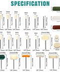 Straight Up Heavy Duty Buffing Wheel Polishing Kit Packs Felt Wool Pads And Top Shelf Compounds For Slick Metal Finishes Built For One Eighth Shank Rotary Tool Operators, showing various buffing pads and specifications.