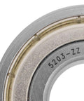 Close-up view of Straight Up Durable 2 Pack 5203 ZZ Angular Contact Ball Bearings With Double Metal Shields.