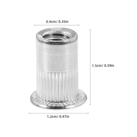 Heavy Duty Stainless Steel Flat Head Knurled Rivet Nuts Kit With 1 4 20 Thread Inserts 120 Pieces Built Tough