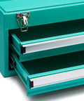 Damn Solid Steel Tool Chest With Secure Locking Drawers For Serious Workshop Storage Featuring Knockout Turquoise Powder Coat Finish, open drawers.