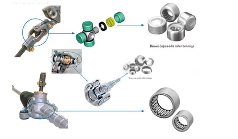 SCE24 Drawn Cup Needle Roller Bearing 3.175X6.35X6.35mm with various bearings and mechanical parts layout.