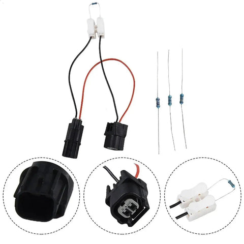Vcm Disable Muffler Kit Fits Honda Accord Odyssey 3.5L V6 Exhaust Tailpiece showing wiring connectors and resistors for installation.
