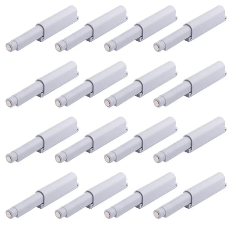 Heavy Duty Soft Close Damper Kit For Drawers And Doors Smooth Glide Retrofit Set With Nylon Buffers - 16 grey nylon dampers arranged in row.