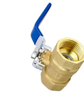 Hefty Brass Ball Valve With Rapid Turn Lever Handle For Drip Free Water Line Control, half inch to two inch hookups.