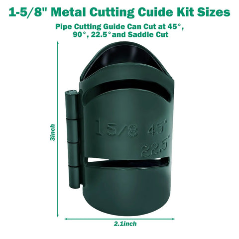Dimensions of the Magnetic Heavy-Duty Metal Pipe Cutting Guide Kit 1-5/8 Inch Pro-Grade Pipe Cutter with cut angles