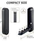 Sick Folding Wall Hooks Black Rounded Design Swivel Arms Tuck Flat Against Wall Space Saving Zinc Alloy Heavy Duty Coat Hangers, dimensions labeled.