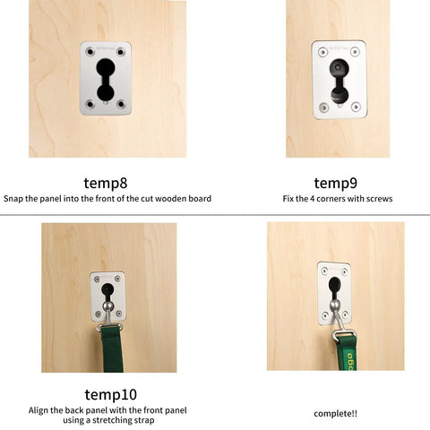 Heavy Lift Spring Socket Wall Plate For Yoga Rehab And Home Studio Panels No Sweat Setup Anchor Mount For Your Personal Fitness Space With Pro Grade Hardware installed in wooden board with adjustment strap.