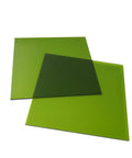 Heavy Duty Laser Safety Window Panel For Fiber Cutting And Engraving Built Tough At Twelve By Twelve Inches With Crystal Clear Viewport Killer Od Six Plus Beam Filter No Nonsense Shop Floor Guardian For Pro Rigs, showing two green panels.