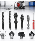 Badass 16mm Replacement Drain Cleaner Cutter Head Set Pro Specs featuring various metal blades for tough clogs with a quick connect.