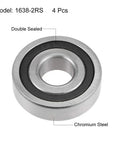 Durable Chrome Steel 1638 2Rs Deep Groove Ball Bearings Double Sealed For Heavy Machinery, double sealed with a black rubber lip.