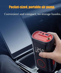 Portable Cordless Tire Inflator Air Compressor With Digital Pressure Gauge And Bright LED Light No Hassle Storage Hella Reliable Power For Hyundai Kona Electric Cars On Road Trips in hand, showing compact design and digital display.