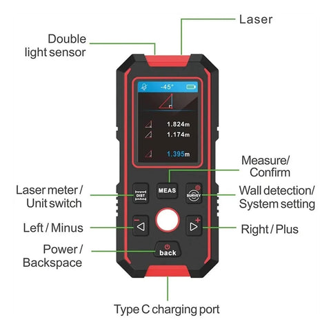 Heavy Duty Metal Detector And Wood Stud Finder With Bright LCD Screen depth gauge and control buttons for wall detection.