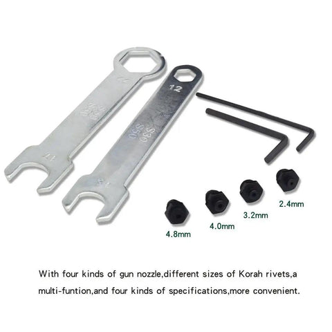 Heavy Duty Pneumatic Hydraulic Rivet Gun With Quick Release Air Valve And Multiple Nose Sizes for tool set and wrenches.
