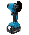 Heavy Duty Cordless Angle Grinder And Mini Circular Saw Pumping 12000 RPM with blue housing and detachable guard for smooth cuts.