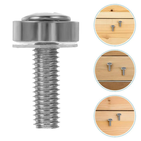 Close-up of Heavy Hitter Crown Head Rack Mount Screw M6x20 for server cabinets, showcasing the nickel-plated finish and sturdy threads.