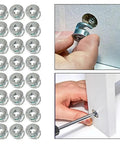 Dead Tight Zinc Alloy Cam Lock Nuts For Cabinets And Drawers Heavy Duty Furniture Connector Fasteners To Keep Wardrobes Secure For Easy DIY Fixes Pack Of 24 Pieces, showcasing 24 zinc alloy cam lock nuts in use.