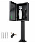 Tough as Nails EV Charger Enclosure with tempered glass front, pedestal design, and combo padlock for secure, weatherproof storage.