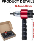 Transform Your Cordless Drill Into A Badass Electric Rivet Gun Kit Featuring No Sweat Quick Swap Blind Rivet Adapter, showing tool size and box.