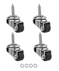 4 Pack Mini Stem Caster Wheels With One Half Inch M4 Screw Stem Swivel Casters, Low Profile Rubber Wheels for Furniture Tables Shelves