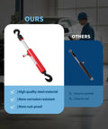 Badass 10 Ton Hydraulic Pull Back Ram For Vehicle Frame Straightening showing a high-quality red steel design and hook for collision repair.