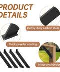 Eight Piece 45 Degree Pergola Brackets Heavy Duty Steel Connectors For 4x4 Posts Black Powder Coated For Gazebos Tree Houses Cabins