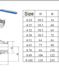 Heavy Duty 304 Stainless Steel Three Way Ball Valve With T Port And L Port Configurations For Plumbing And Hydraulic Projects with size chart.