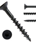 Outdoor Decking Screws One And A Half Inch Wood Screws Number Eight Three Hundred Piece Set, Rust Resistant Black Epoxy Coated