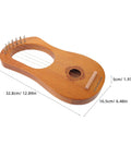 7 String Lyre Harp Starter Kit With Tuning Wrench Extra Strings And Music Sheet Book Wooden And Metal Mini Harp, dimensions shown