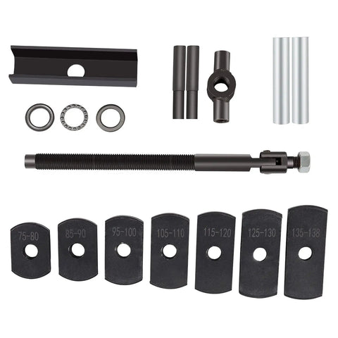 Universal Cylinder Liner Puller Tool Set For Auto And Diesel Engines shown with pull plates, rods, and bearings.