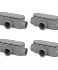 Four Pack Three Quarters Inch Rigid PVC Conduit Body Type T Slip X Slip With Cover And Gasket Gray Tough As Nails Electrical Conduit Fittings