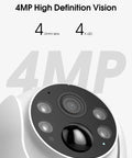 Close-up of camera lens featured in Solar Wireless Outdoor Security Cameras Two Pack With 4MP Ultra HD 360 Degree View